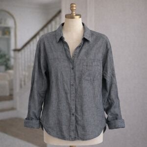 Aritzia Wilfred Free Oversize Chambray Boyfriend Button Up Long Sleeve Blouse XS